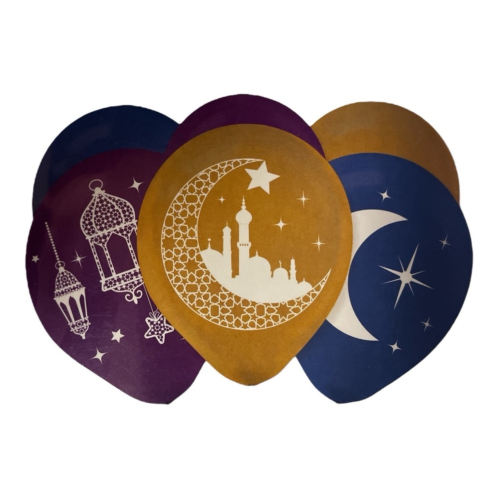 Crescent Moon & Mosque Eid Balloons 15ct Eid Mubarak‎ Latex Balloons For Helium